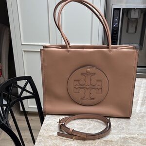 Tory Burch Tan Leather Tote with Logo